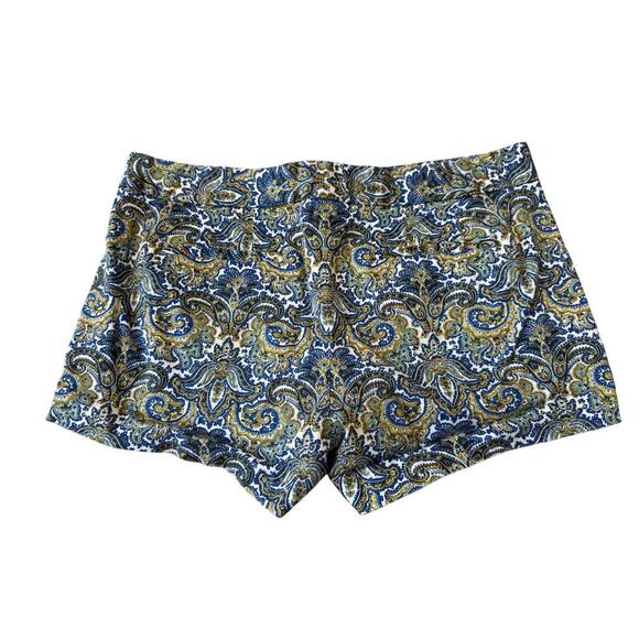 J. CREW dressy shorts, Size 8; Blue & Green Paisley print - Picture 2 of 11